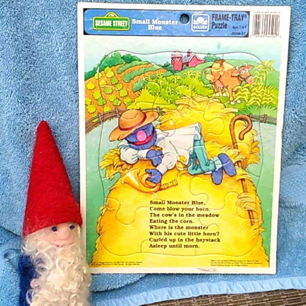 1993 SMALL MONSTER BLUE Sesame Street Puzzle VINTAGE